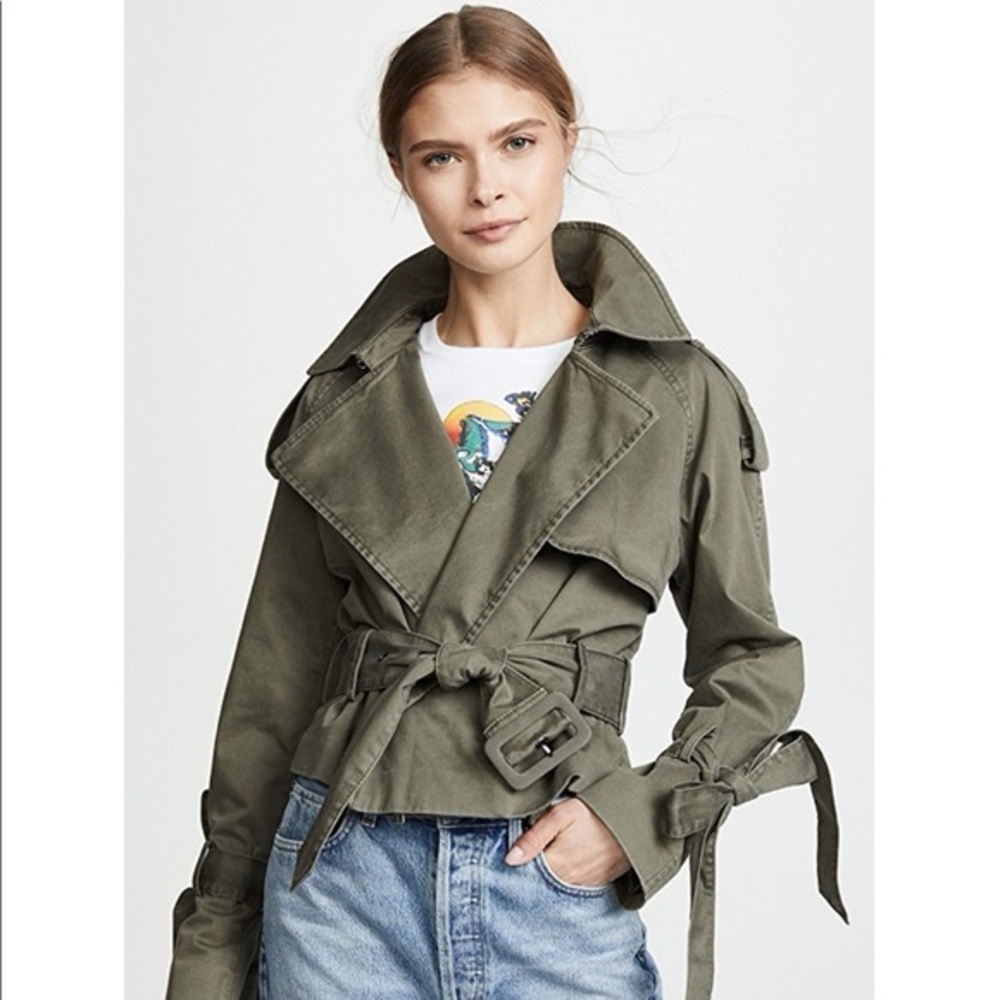 Anine Bing Olive Green Belted Trench Jacket